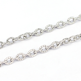 304 Stainless Steel Cable Chains, Textured, Unwelded, Oval