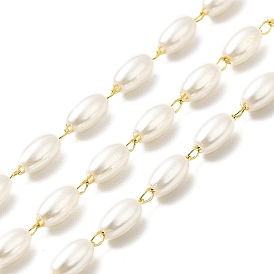 Chaînes de perles de verre ovales faites à la main, placage ionique (ip) 316 chaînes chirurgicales en acier inoxydable, soudé, avec bobine