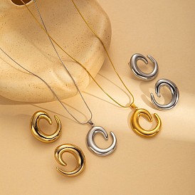 304 комплекты из ожерелий и серег-гвоздиков из нержавеющей стали, с формой