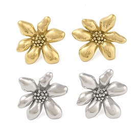 304 серьги-гвоздики из нержавеющей стали для женщин, цветок