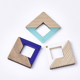 Resin & Wood Pendants, Rhombus