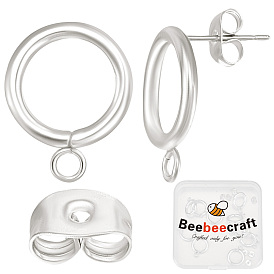 20шт. 304 фурнитура для сережек-гвоздиков из нержавеющей стали, с горизонтальными петлями и латунными фрикционными гайками из 20шт.