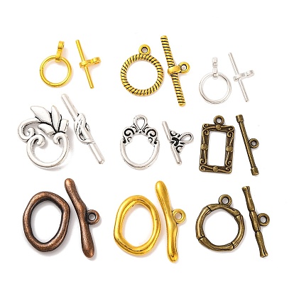 Tibetan Style Toggle Clasps, Mixed Shape, 12~29x9~24x1~4mm, Hole: 1~4mm