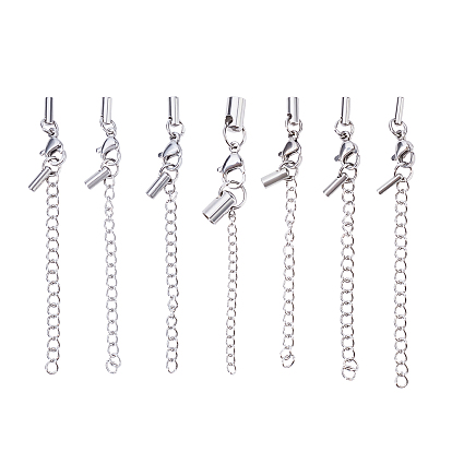 Unicraftale 304 Stainless Steel Curb Chain Extender, with Cord Ends and Lobster Claw Clasps