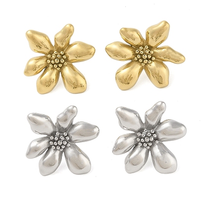 304 серьги-гвоздики из нержавеющей стали для женщин, цветок