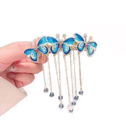 Alloy Enamel Hair Barrettes, Butterfly