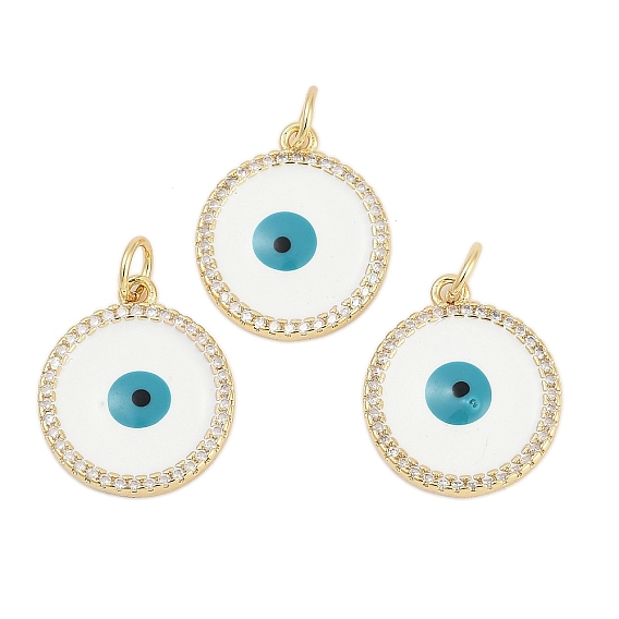 Латунные микро проложить кубического циркония подвески, Злые чары глаз, с эмалью, долговечный, стойки покрытие, без свинца и без кадмия, с целью перехода в кольце