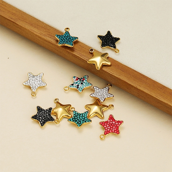 Шкентели нержавеющей стали, со стразами, звезда очарование, золотые