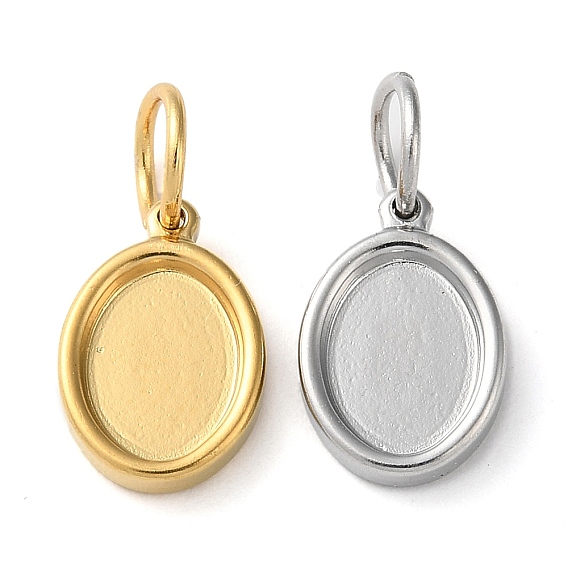 304 Настройки кабошон из нержавеющей стали кулон, с прыжковых колец, овальные