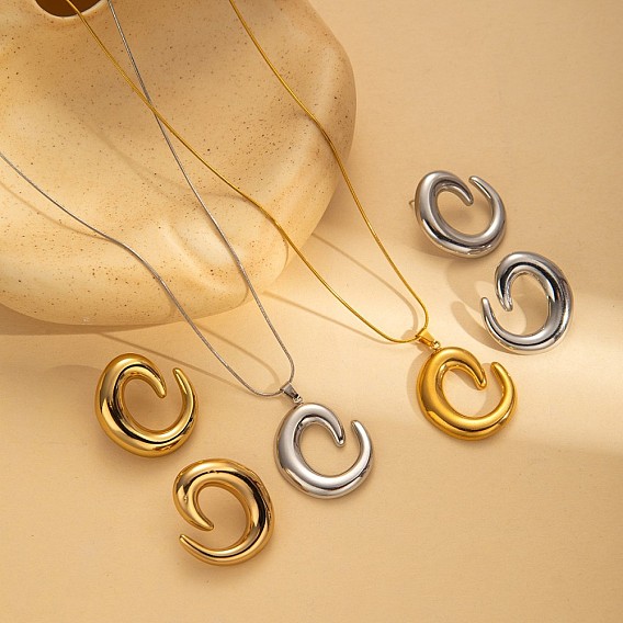 304 комплекты из ожерелий и серег-гвоздиков из нержавеющей стали, с формой