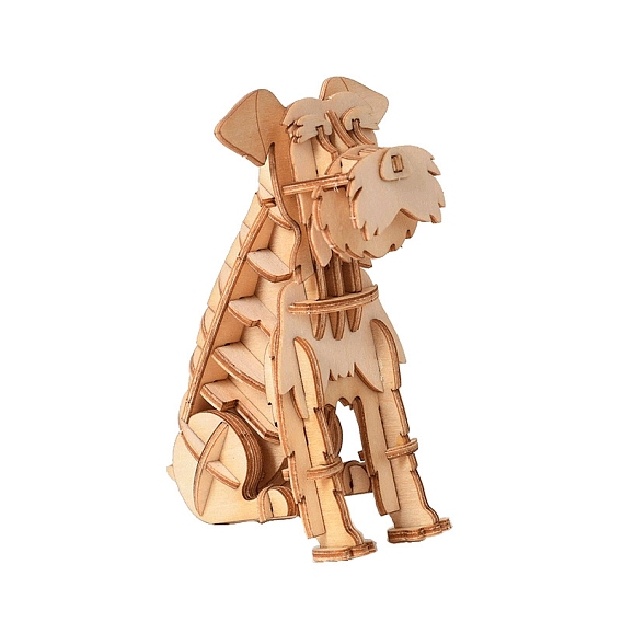 Schnauzer DIY Wooden Assembly Animal Toys Kits for Boys and Girls, 3D Puzzle Model for Kids, Children Intelligence Toys