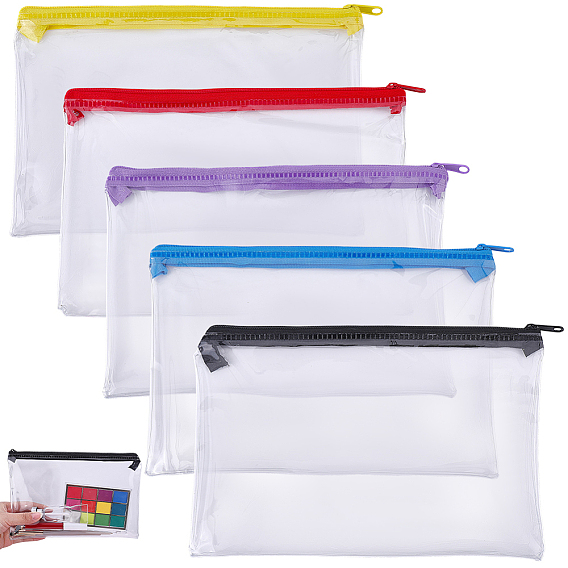 5Pcs 5 Colors PVC Pen Bag, Stationery Storage Boxes for Pens, Pencils, Rectangle