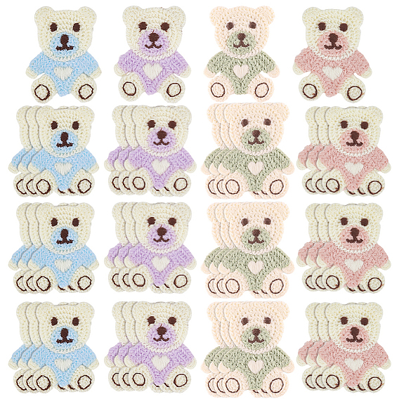 40 шт. 4 цвета полиэстеровые нитки для вышивки приклеиваемые/пришиваемые заплатки, аппликации из ткани, медведь