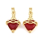 Brass Pave Red Cubic Zirconia Pendants, Sacred Heart Charms