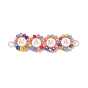 Electroplate Glass Copper Wire Wrapped Connector Charms, with Acrylic Beads, Real 18K Gold Plated, Flower with Word Mama