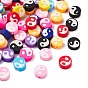 100 perles d'argile polymère faites à la main, plat et circulaire avec yin yang