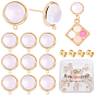20Pcs Flat Round Brass & Glass Stud Earrings, with Loop, with 20Pcs Brass Ear Nuts