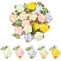 20Pcs 5 Style Handmade Porcelain & Acrylic Pendants, Flower Charms, with 304 Stainless Steel Findings