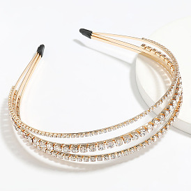 Fashionable Alloy Inlaid Diamond and Pearl Triple-layer Headband for Women - Super Fairy, Face-washing, Bangs Headband.