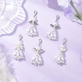 АБС-пластик имитация жемчуга подвесные украшения, ангел, с акрилом и сплавом в тибетском стиле