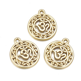 Alloy Pendants, Cadmium Free & Lead Free, Matte Style, Flat Round with Ohm