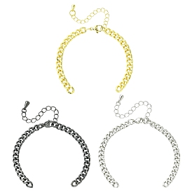 3 шт. 3 цвета латуни кубинские звенья цепи браслет изготовление, с карабинами и удлинительными цепями