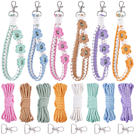 DIY Jewelry Making Kits, Including 50M 8 Colors Cotton String Threads for Crafts Knitting Making, with 6Pcs Zinc Alloy Swivel D Rings Lobster Claw Clasps