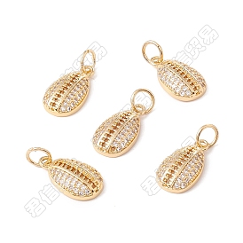 10Pcs Rack Plating Brass Micro Pave Clear Cubic Zirconia Charms, with Jump Rings, Long-Lasting Plated, Cadmium Free & Lead Free, Teardrop