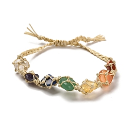 Chakra pierres précieuses naturelles tressé bracelets de perles, Bracelets de poche en macramé avec cordon en nylon réglable pour femmes