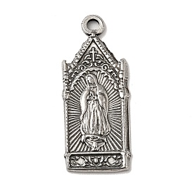 304 Stainless Steel Pendants, Arch with Virgin Pattern Charms