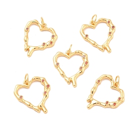 Eco-Friendly Brass Micro Pave Cubic Zirconia Pendants, Long-Lasting Plated, Lead Free & Cadmium Free & Nickel Free, Real 18K Gold Plated, Heart