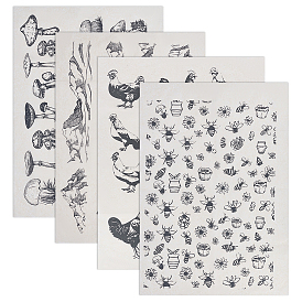 4листы 4 стили бумага керамические наклейки, гончарная керамика глиняная переводная бумага, подглазурная цветочная бумага