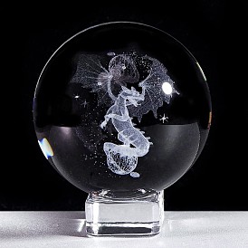 Inner Carving Dragon Glass Crystal Ball Diaplay Decoration, Fengshui Home Decor