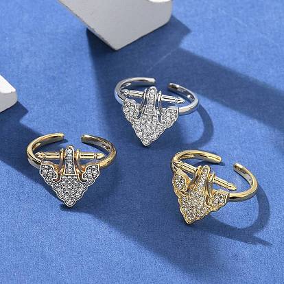 Кольца-манжеты с микропаве из латуни и прозрачными кубическими цирконами для женщин, без кадмия и без свинца, цветок флага