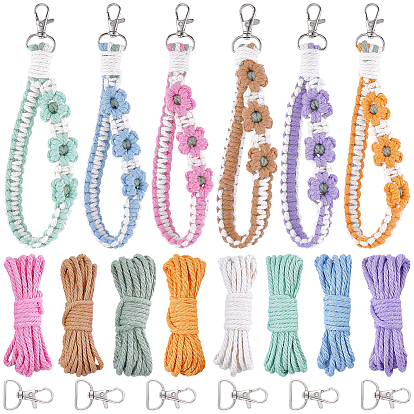 DIY Jewelry Making Kits, Including 50M 8 Colors Cotton String Threads for Crafts Knitting Making, with 6Pcs Zinc Alloy Swivel D Rings Lobster Claw Clasps