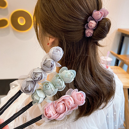 Lazy fluffy flower bud head styling tool for bun hairstyle.