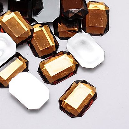 Cabujones de diamante de imitación de acrílico de taiwan imitación, la espalda plana y facetas, octágono rectángulo