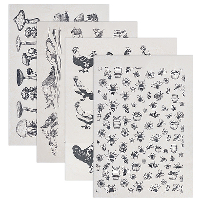 4листы 4 стили бумага керамические наклейки, гончарная керамика глиняная переводная бумага, подглазурная цветочная бумага