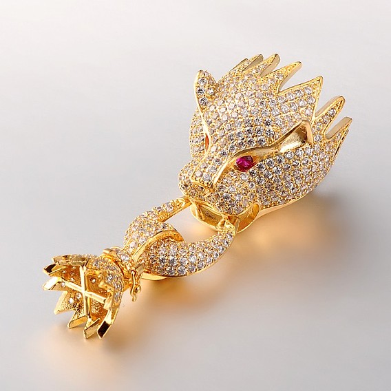 Модные латунные микро проложить кубического циркония раз за застежками, могучий барс, без кадмия и без свинца