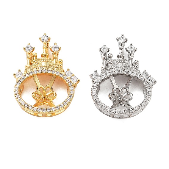 Подвеска из латуни с микропаве и кубическим цирконием в виде замка, поручни, за половину пробурено бисера