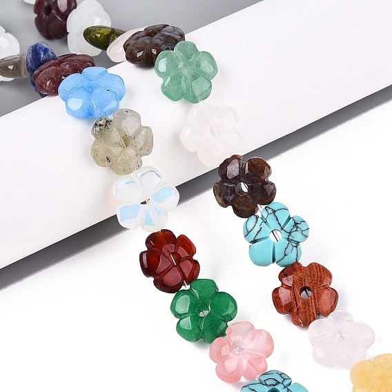 Натуральные и синтетические смешанные каменные бусы пряди, цветок, смешанные окрашенные и неокрашенные