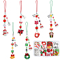Набор для самостоятельного изготовления рождественского ремешка для мобильного телефона, включают подвески из смолы, Подвески из сплава , Стеклянные бусины, Акриловые бусины, Ремешок для мобильного телефона, глазная булавка