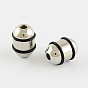 Stainless Steel Barrel Beads, with Black Silicone, 10.5x7mm, Hole: 2mm