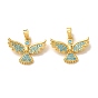 Brass Micro Pave Deep Sky Blue Cubic Zirconia Pendants, Bird Charms