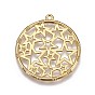 Zinc Alloy Open Back Bezel Pendants, For DIY UV Resin, Epoxy Resin, Pressed Flower Jewelry, Flat Round with Star