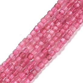 Натуральный розовый турмалин бисер нитей, граненые, кубические