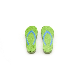 Spray Painted Natural Wood Beads, Flip Flops