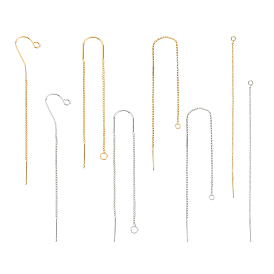 Unicraftale Brass Stud Earring Findings, with Loop, Ear Threads