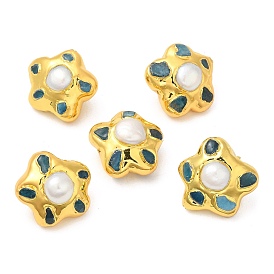 Natural Pearl Star Beads, Long-Lasting Plated, with Golden Plated Brass Edge and Natural Apatite