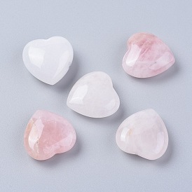 Натуральный розовый кварц / белый нефритовый камень любви в форме сердца, карманный пальмовый камень для балансировки рейки
